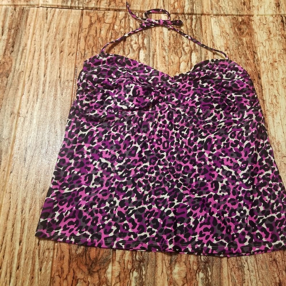 Catalina Takini Swim Top Purple Black Women's XL Y2k Beach Vacation